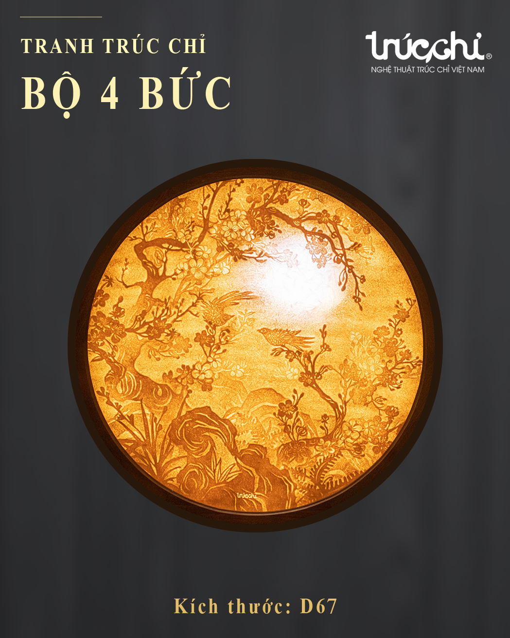 BỘ 4 TRANH TRÚC CHỈ D67 BỘ 4 TRANH TRÚC CHỈ D67 - Ảnh 3