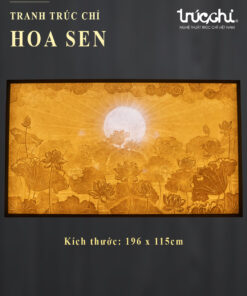 TRANH TRÚC CHỈ HOA SEN 196 × 115 CM