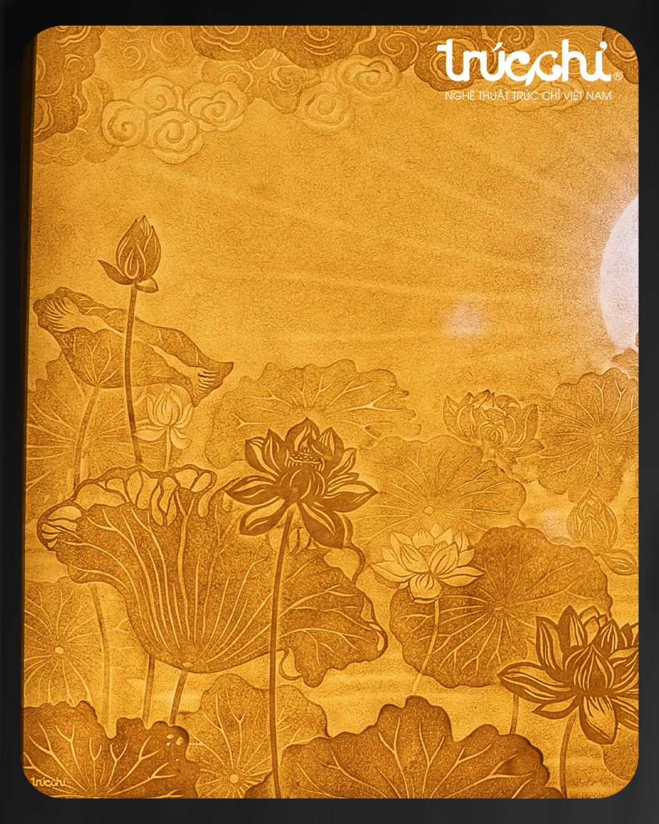 TRANH TRÚC CHỈ HOA SEN 196 × 115 CM TRANH TRÚC CHỈ HOA SEN 196 × 115 CM - Ảnh 2