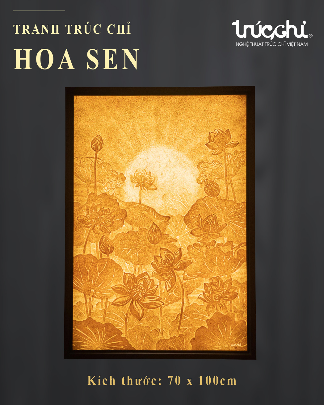 TRANH TRÚC CHỈ HOA SEN 70 × 100 CM TRANH TRÚC CHỈ HOA SEN 70 × 100 CM
