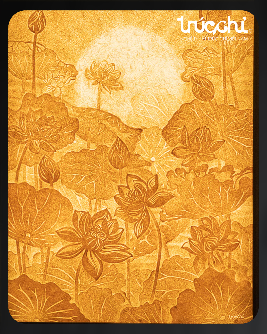 TRANH TRÚC CHỈ HOA SEN 70 × 100 CM TRANH TRÚC CHỈ HOA SEN 70 × 100 CM - Ảnh 2