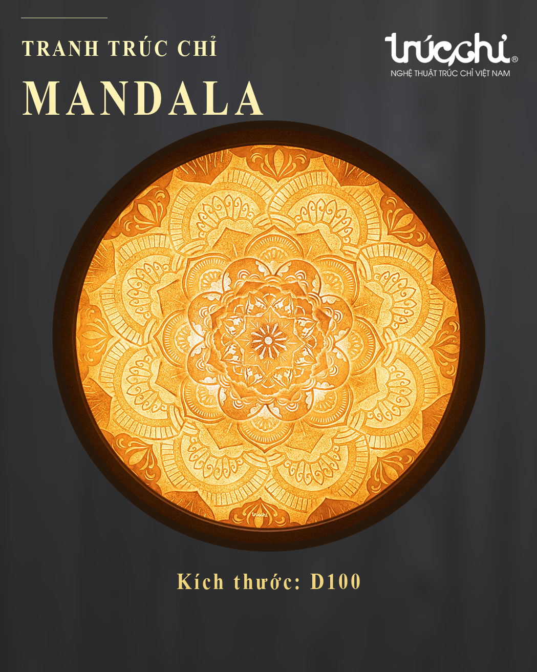 TRANH TRÚC CHỈ MANDALA D100 TRANH TRÚC CHỈ MANDALA D100